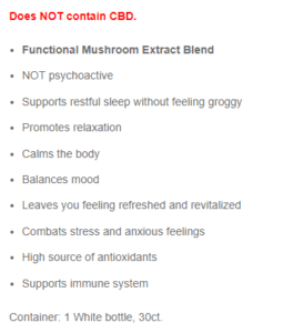 Tranquility Mushroom Extract Softgels Information